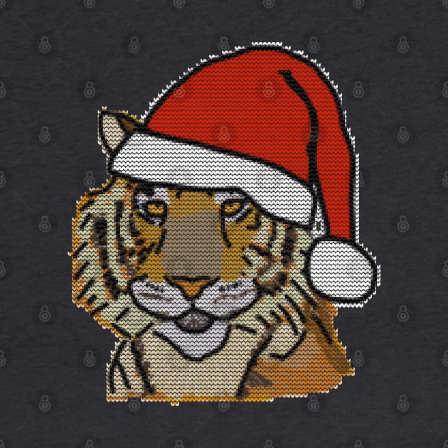 Big Cats Knitted Tiger Christmas Santa Hat by ellenhenryart